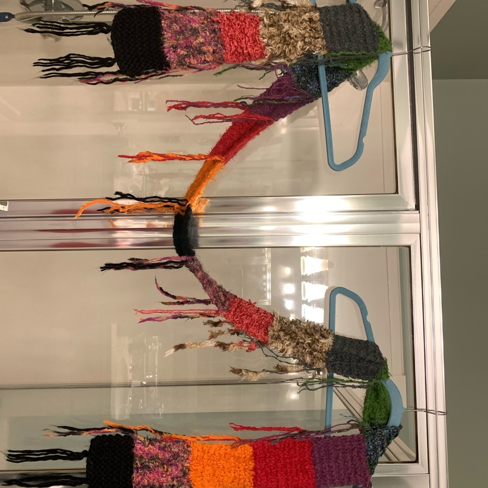 Colorful Patchwork Knit Scarf Long Boho Soft - Picture 4 of 4